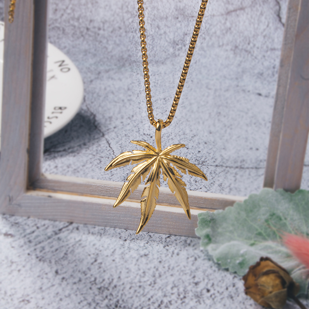 vòng cổ Kim Loại Mặt Hình Lá Phong Thời Trang Cho Nam