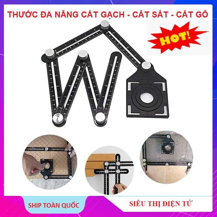 Thước Đo Chính Xác Các Loại Góc Cạnh, Thước Đo Định Vị Lỗ Khoan Cắt gạch - Thước Gập Góc 6 Đoạn