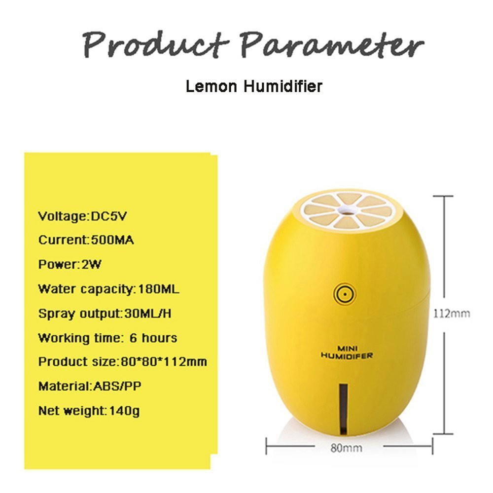 Máy xông tinh dầu Lemon Humidifer giúp thư giãn và đuổi muỗi (Màu vàng) - TẶNG KÈM CỐC SẠC