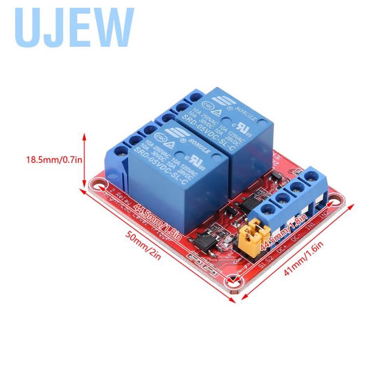 Mô-đun chuyển tiếp 2 kênh DC hoặc AC 5V 12V 24V với Optocoupler cách ly bộ kích hoạt mức cao/ thấp có thể lắp và chốt