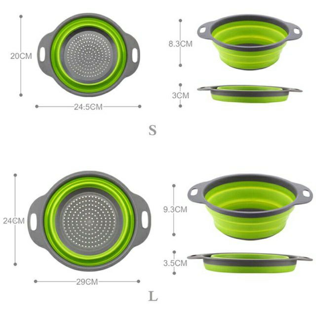 Rổ SILICON Gấp Gọn Set Rổ Chậu Gấp Gọn Tiện Ích Trong Bếp