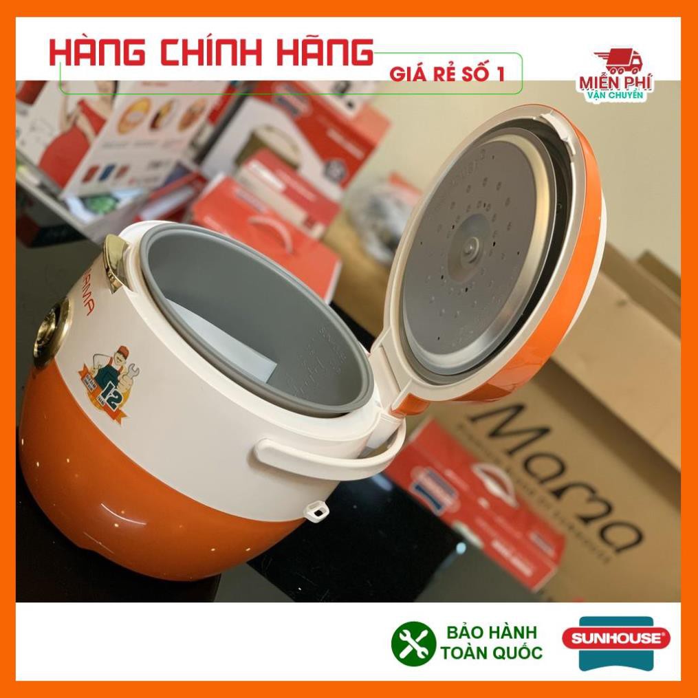 Nồi cơm điện Sunhouse Mama 1.8 lít SHD 8661, nồi cơm Sunhouse đỏ trắng, chống dính, nấu cơm ngon và mềm.