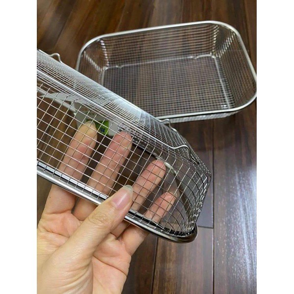 [An toàn sạch đẹp sang] Rổ chữ nhật inox lưới 304 Size to