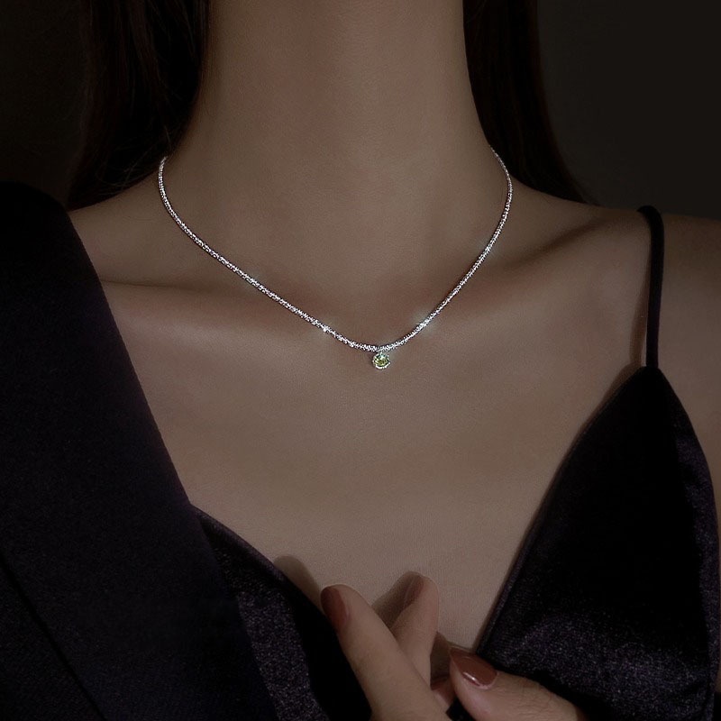 Vòng cổ Mặt Đá Xanh Lá Phong Cách Harajuku Thời Trang
