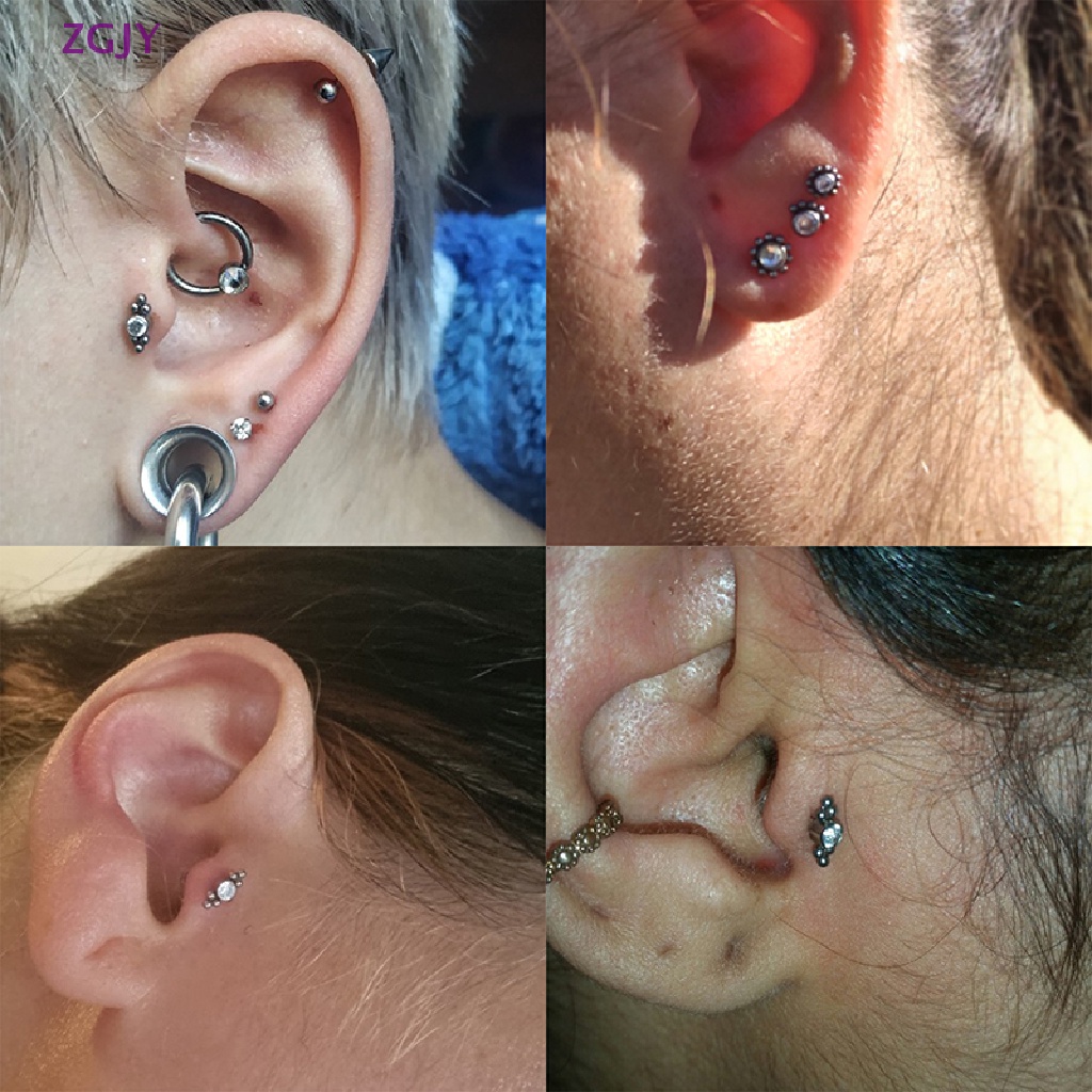 1 Khuyên Xỏ Sụn Tai / Môi / Cơ Thể Đính Đá Zircon Mới