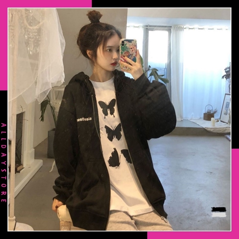 Áo khoác lót nỉ unisex, áo khoác nỉ hoodie Anesthesia