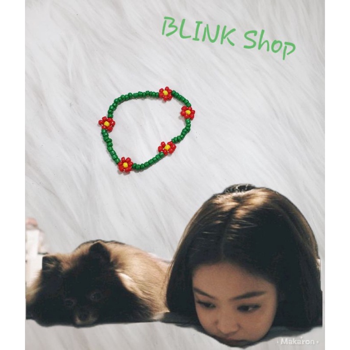 Vòng tay hoa cườm xanh lá đậm. Hàng Handmade nhà BLINK 👁