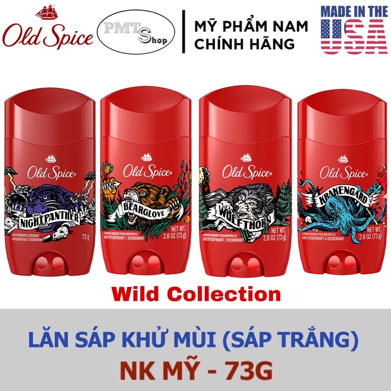 Lăn sáp khử mùi nam Old Spice 73g (sáp trắng) Bearglove Timber Fiji Wolfthorn Swagger Captain Canyon Wilderness Volcano