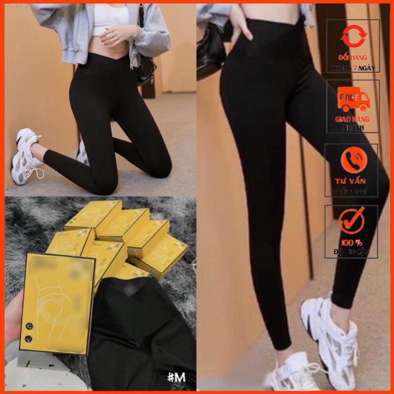 Quần legging vạt chéo gen bụng full hộp vàng