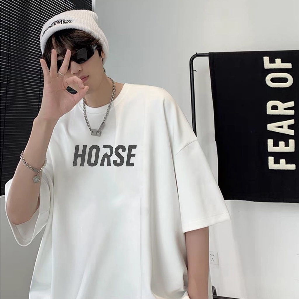 Áo thun tay lỡ form rộng nam nữ unisex Horse vải dày mịn 2022T3455