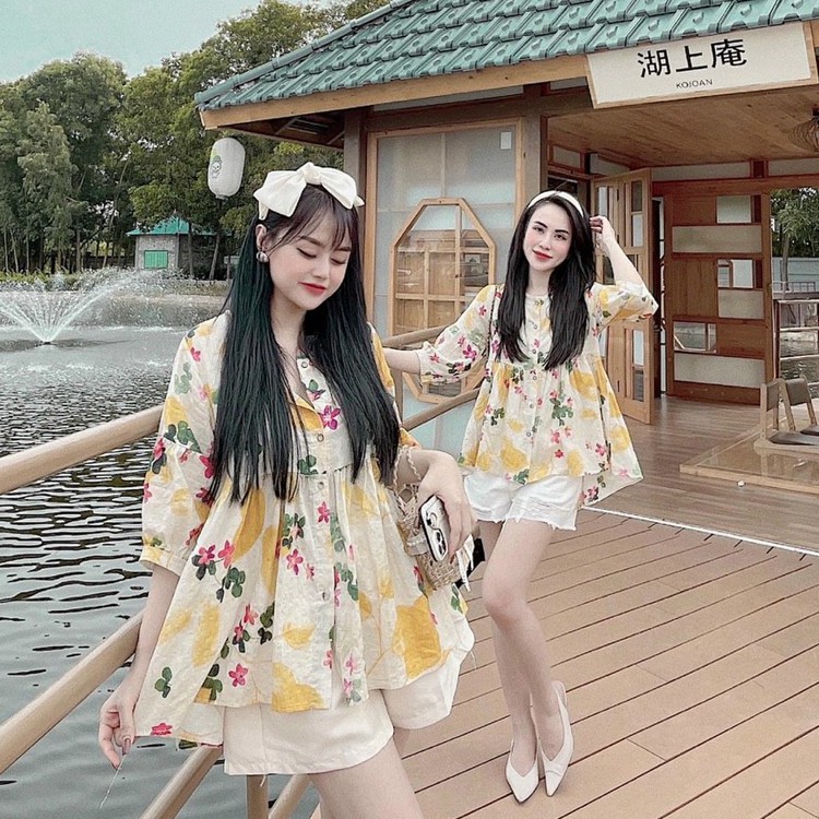 áo babydoll hoa tiểu thư Ulzzang A258 cổ ren quảng châu Thời trang Xmin VINTAGE