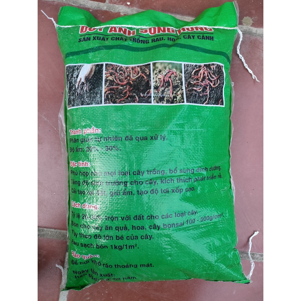 Phân trùn quế Duy Anh 5kg trộn đất trồng rau, trồng hoa, cây cảnh