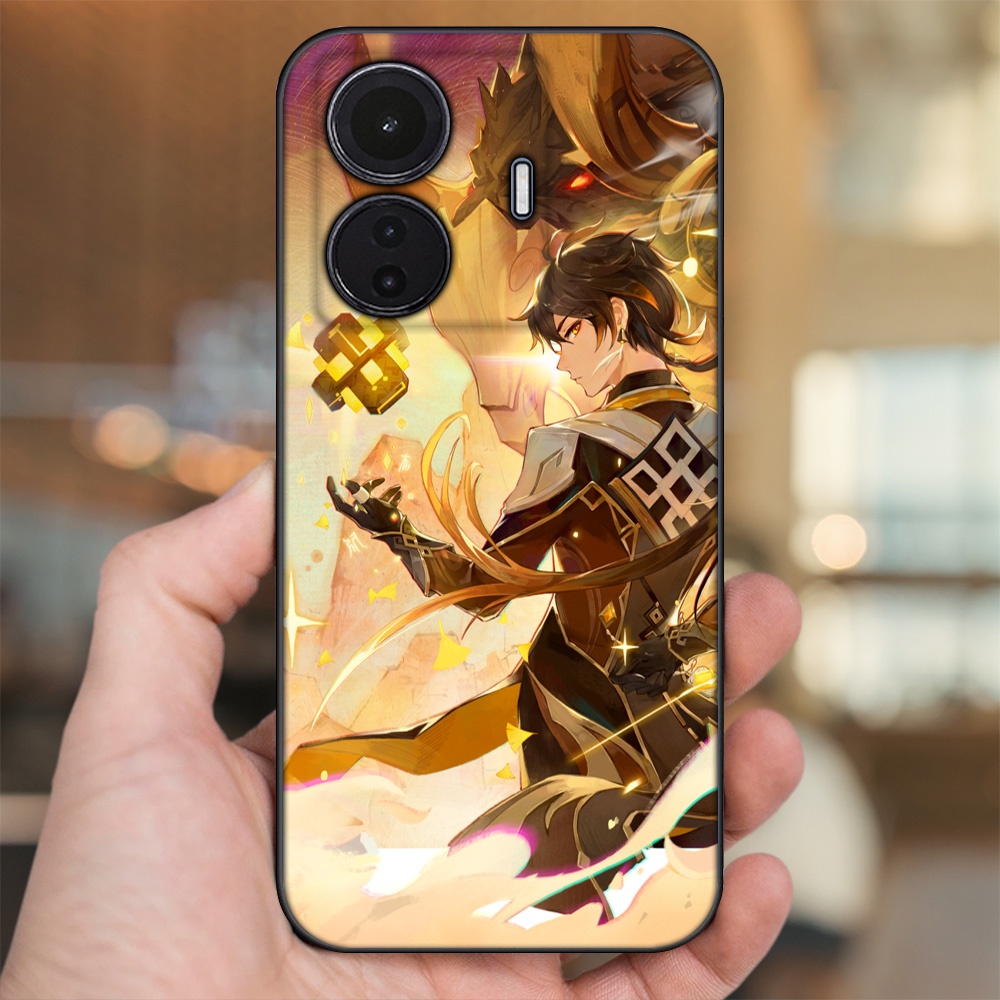 Ốp lưng Vivo T1 5G viền đen in hình Zhongli Genshin Impact