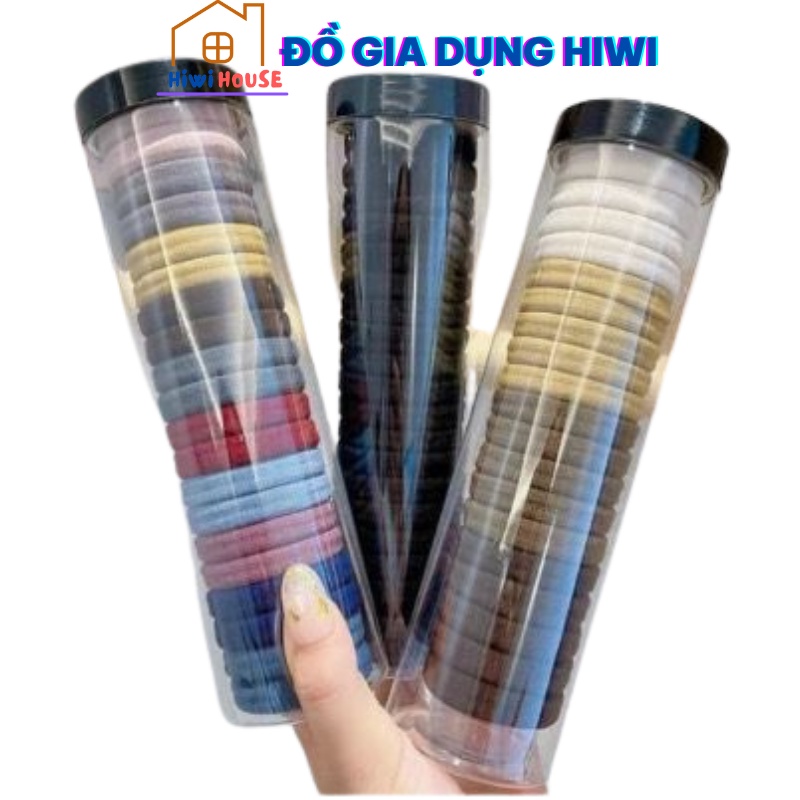 Dây buộc tócFREESHIPsét 20 chun buộc tóc, cột tóc bằng vải nhiều màu sắc kèm ống đựng trong suốt