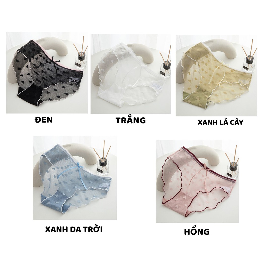 Quần Lót Nữ ❤️FREESHIP❤️ Quần Lót Ren Sexy viền màu phối họa tiết trái tim gợi cảm quyến rũ mã H006 | BigBuy360 - bigbuy360.vn