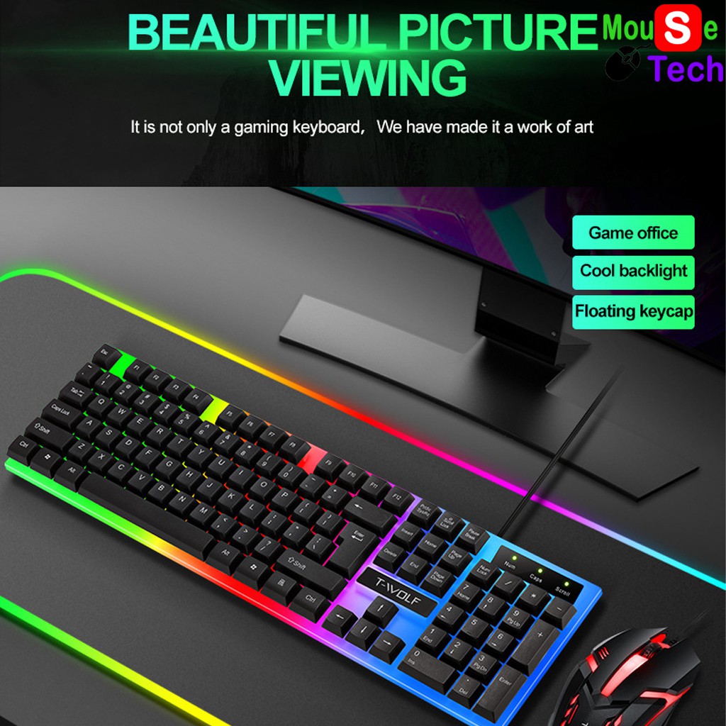 Bàn phím máy tính giả cơ, chuột gaming có dây Thunder Wolf TF230