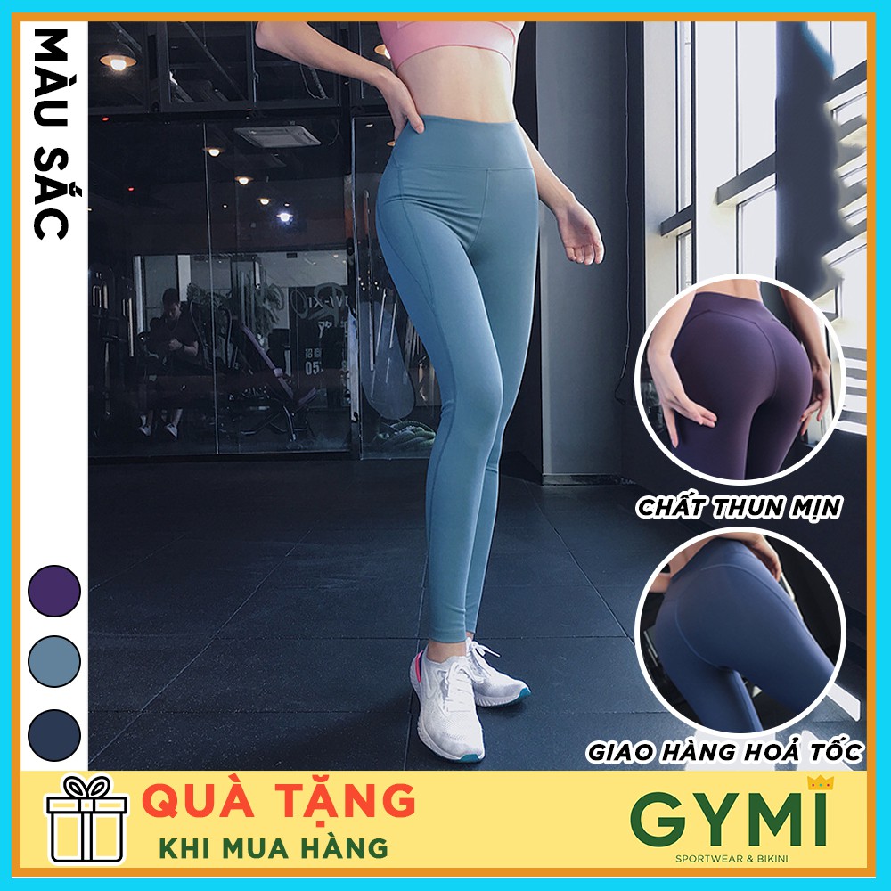 Quần tập gym yoga nữ thun mịn GYMI QD27 dáng legging lưng cao nâng mông chất liệu co giãn 4 chiều