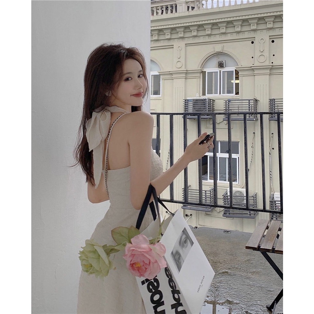 Đầm cột kiểu yếm kem chất xốp | Myung Official | BigBuy360 - bigbuy360.vn