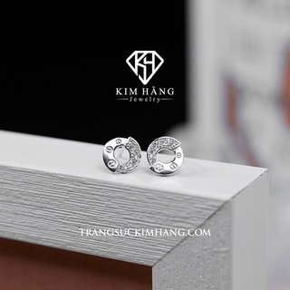 Khuyên tai bạc thiết kế catier tròn - chốt đẩy
