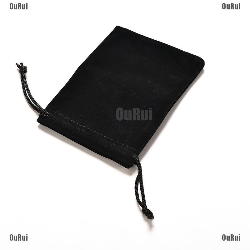 (FCC) Bông Tai Dây Xích Và Túi Nhung Đen Có Vòng Khuyên