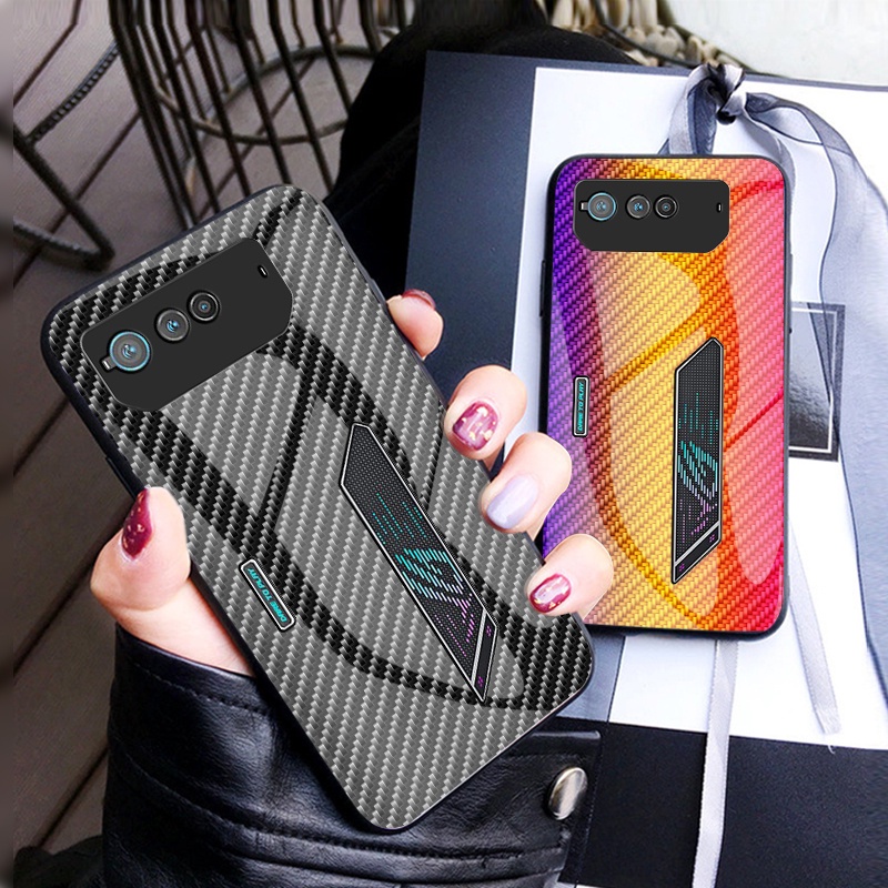 Dành Cho Asus ROG Điện Thoại 6 5 Pro 2 3 Strix Ốp Lưng Sợi Mỏng Kính Cường Lực Vỏ Cứng Chống Sốc Thời Trang Ốp Lưng
