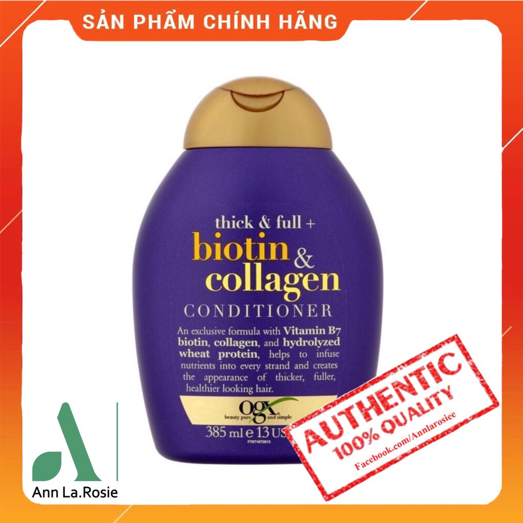 Dầu Xả  Biotin Collagen Ogx Giảm Rụng Kích Thích Mọc Tóc Trị Gàu 385ML USA