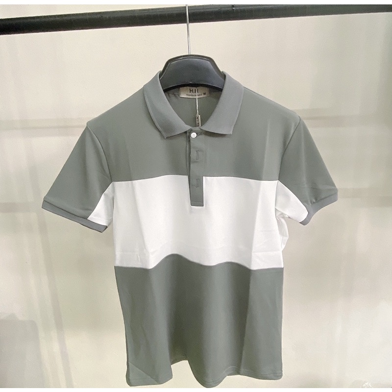 Áo polo phối mầu thời trang nam, Áo cộc tay mùa hè có cổ hoạ tiết mầu phong cách lịch sự btshop từ 45 đến 75 kg