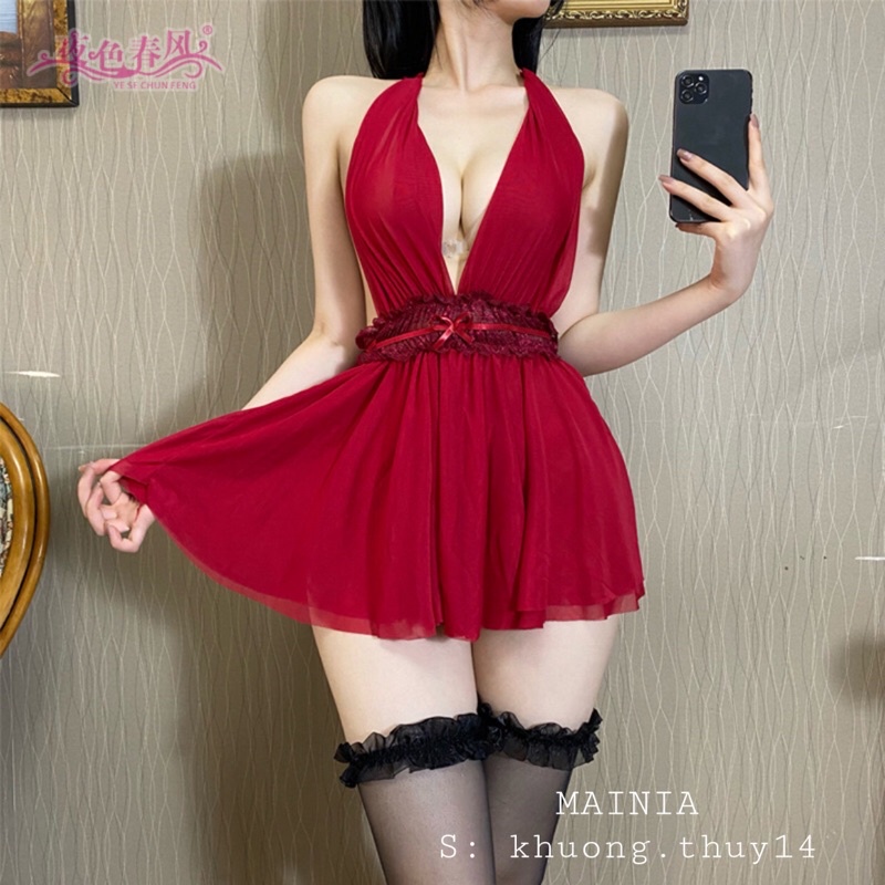 [ Bao Đẹp] Đầm Ngủ Váy Ngủ Ren Hở Lưng Thanh Lịch Nhẹ Nhàng Nhưng Cực Kỳ Sexy Quyến Rũ Mainia Shop