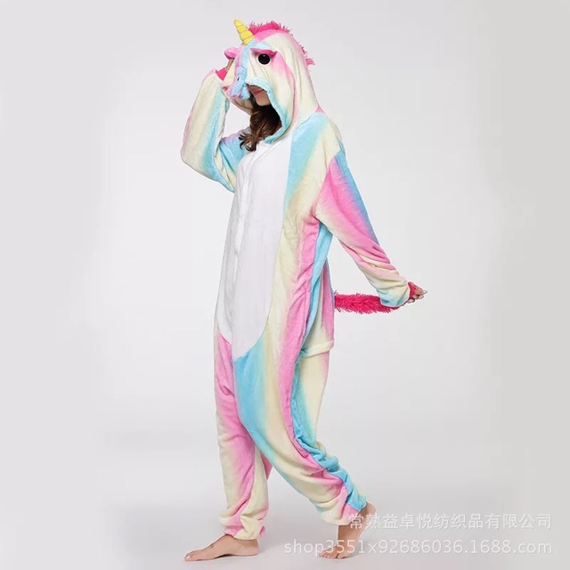 Pijama đồ ngủ thú hình unicorn 7 màu nhạt