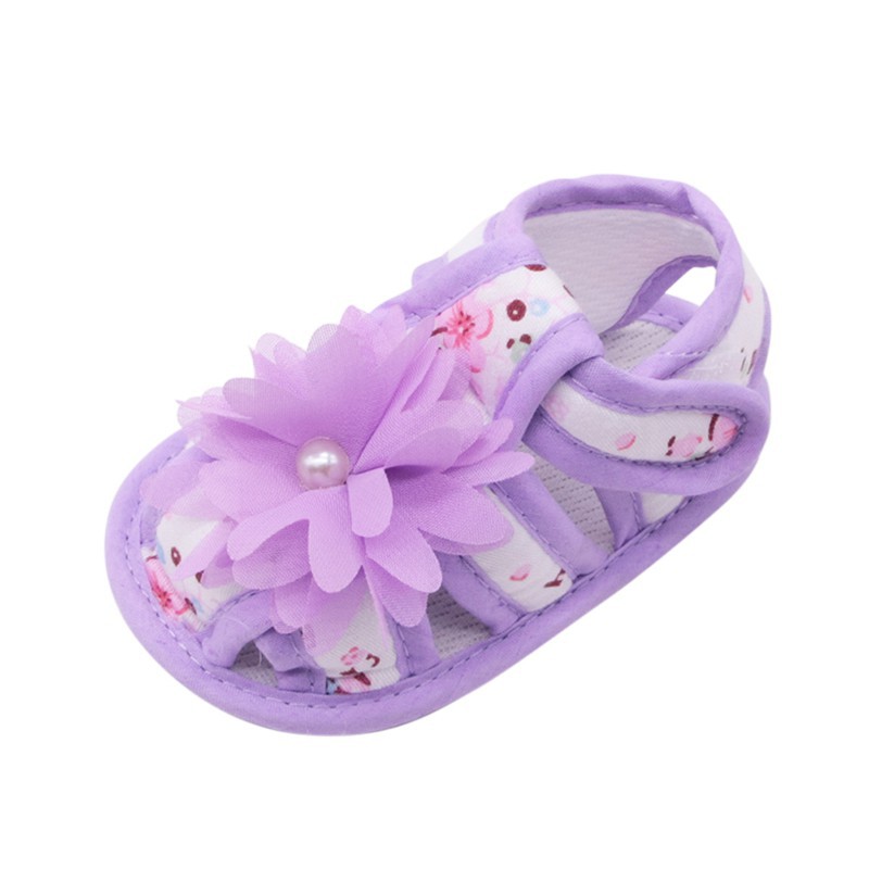 Dép quai hậu ren hoa đế mềm chống trượt cho bé gái