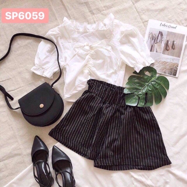 SET ÁO RÚT DÂY KÈM QUẦN SHORT SỌC