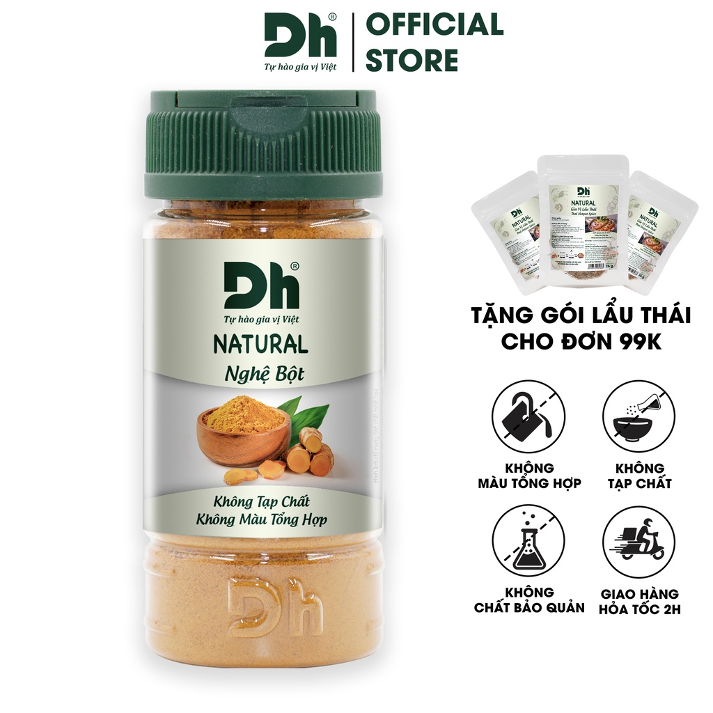 Bột nghệ Natural Dh Foods hũ gia vị, nguyên liệu 40Gr