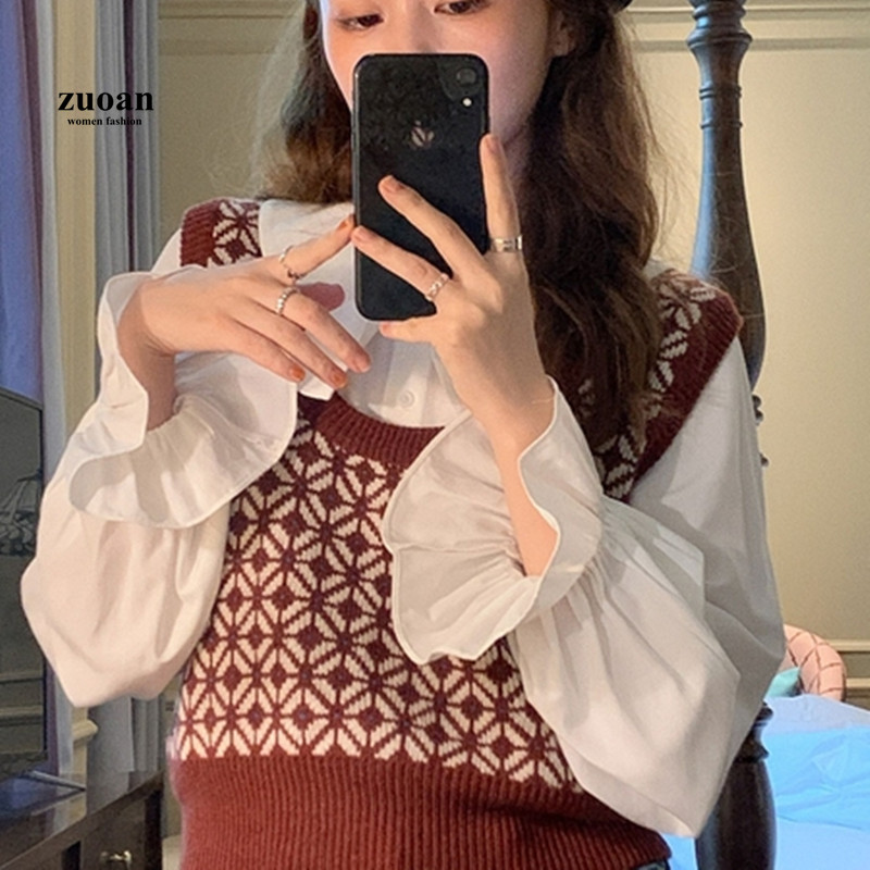 Áo len SUXI không tay họa tiết kẻ sọc thời trang thu đông cho nữ