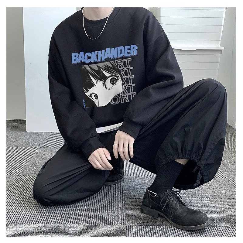 Áo Sweater Form Rộng Unisex In Hình BLACKHANDER Vải Nỉ Bông Siêu Dày Phong Cách Ulzzang