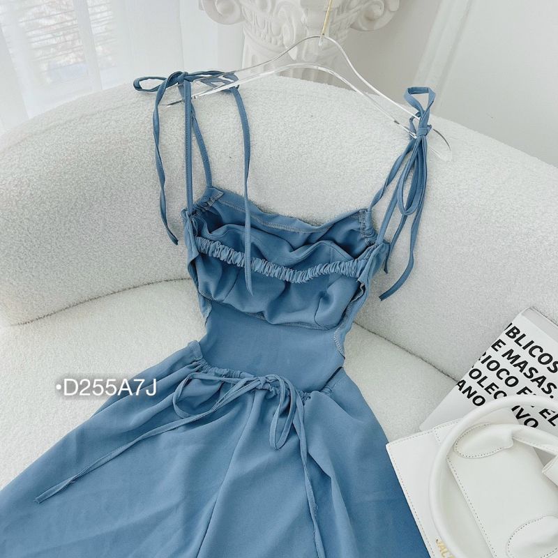 Đầm Váy 2 Dây Cột Nơ Hở Lưng Dáng Xòe ,Thiết Kế Trẻ Trung ,Sexy Gợi Cảm ,Chất Lụa Tuyết ,Thời Trang Đi Tiệc Hẹn Hò