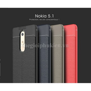 Ốp lưng Nokia 5.1 2018 silicon giả da, chống sốc Auto Focus