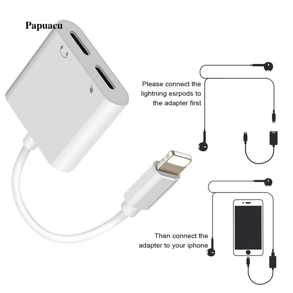 Cáp kết nối tai nghe 2 trong 1 tích hợp sạc pin cho điện thoại iPhone X/7/8/XS
