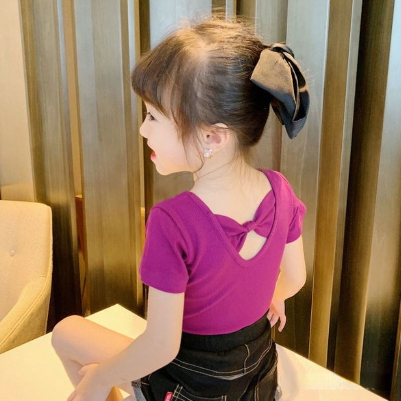 Áo Thun cotton Tay Ngắn Màu Sắc Kẹo Ngọt Dành Cho Bé Gái 1-7 Tuổi