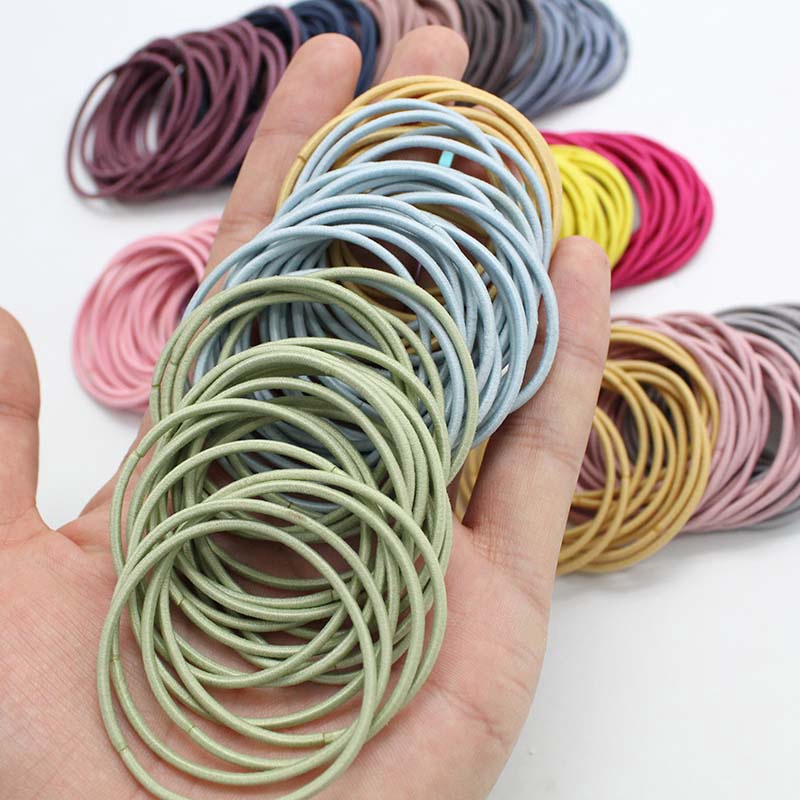 Bộ 100 Dây Thun Buộc Tóc Phong Cách Cổ Điển Cho Nữ / Trẻ Em