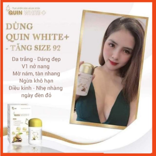 Viên uống trắng da Quin White+ - Cân bằng nội tiết tố nữ - Mờ nám, tăng vòng 1, ngừa khô hạn, chống lão hoá