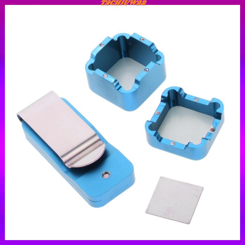 [Tachiuwa2] Hộp Đựng Phấn Bida Bằng Kim Loại Màu Đen Kèm Kẹp