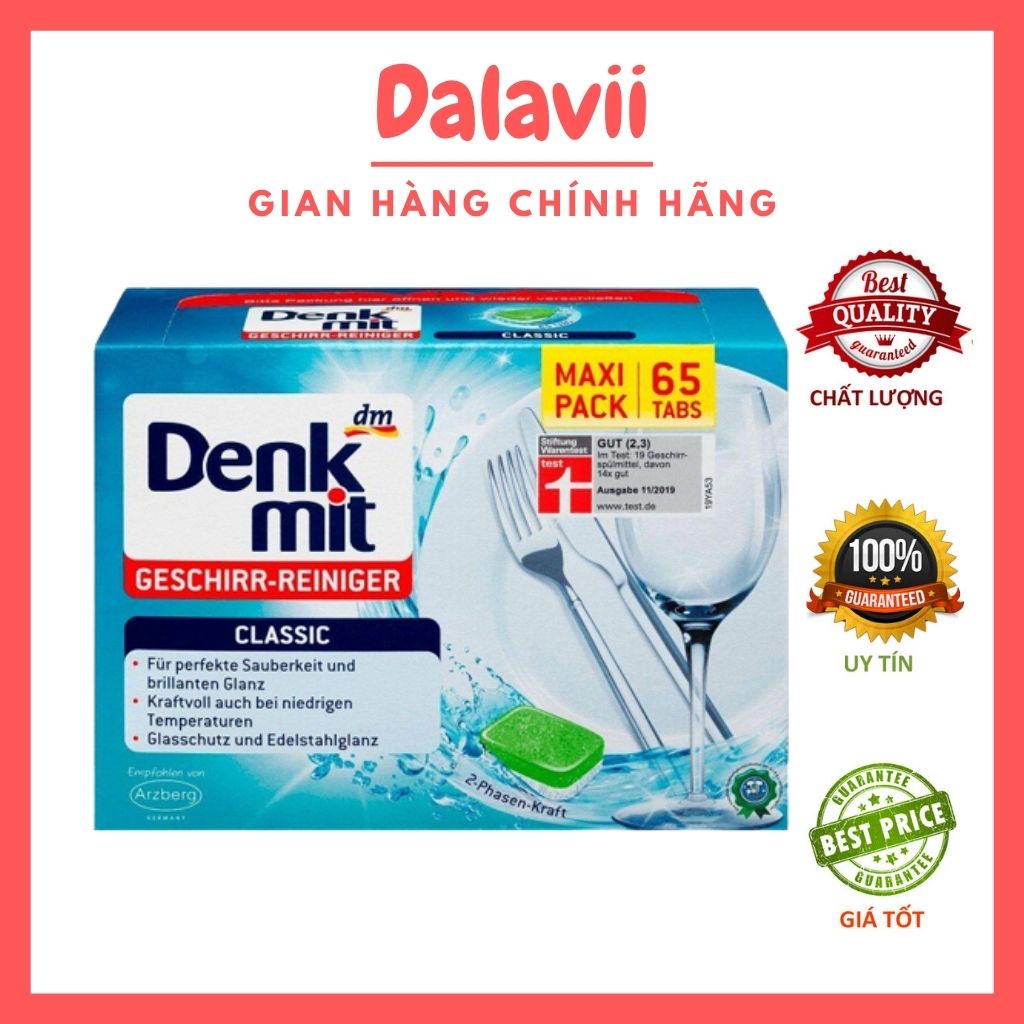 Viên rửa chén bát Denkmit Đức cho mọi loại máy, loại bỏ chất bẩn cứng đầu - Shop Dalavii