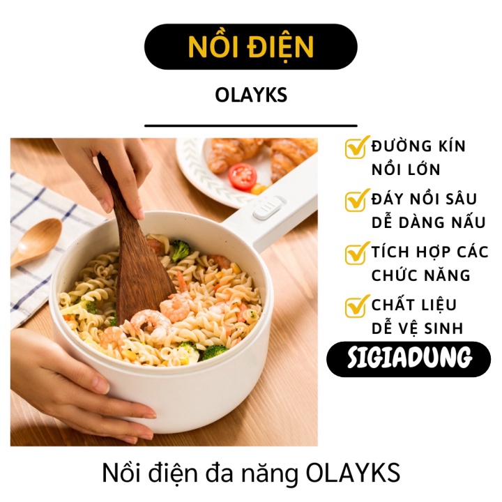 [SGD] Nồi Điện Đa Năng - Nồi Nấu Lẩu, Nấu Mì, Rán, Hấp Mini OLAYKS, Dung Tích 2L 9597