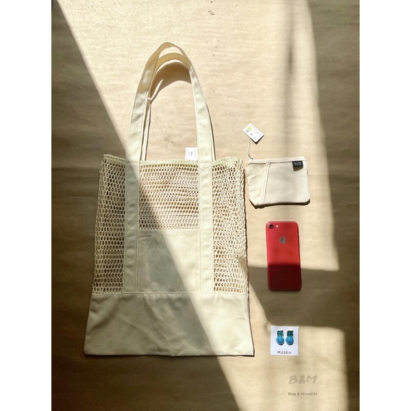 Túi Canvas/ túi canvas phối lưới/ túi đi biển/ túi tote/ túi vải