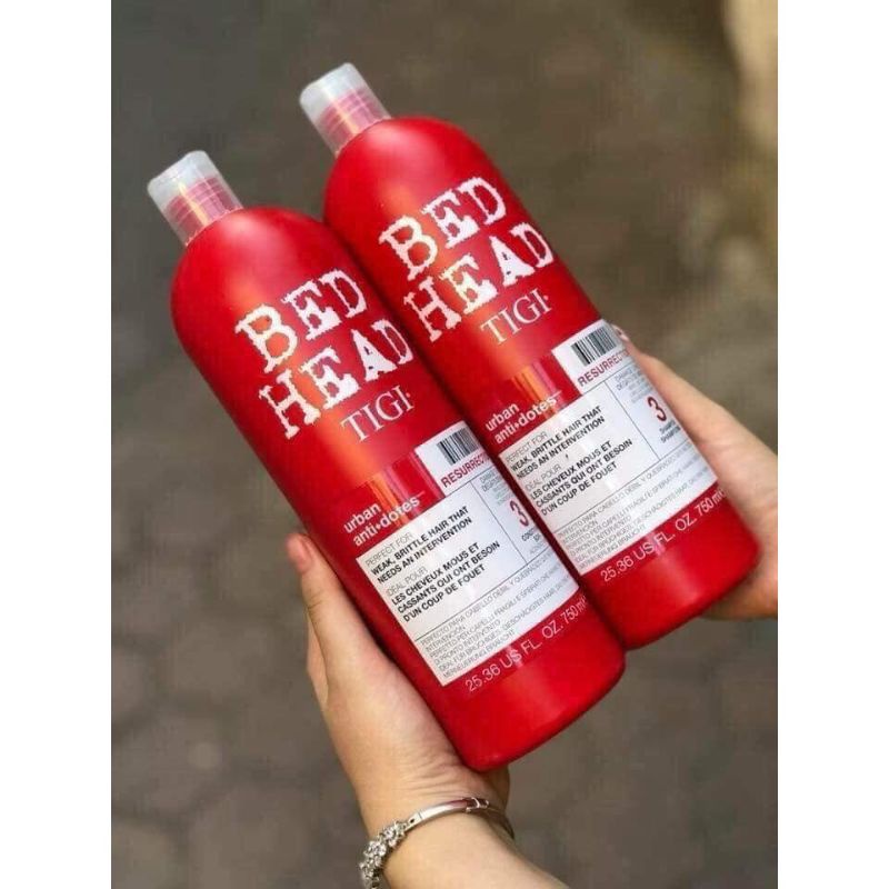 Bộ Dầu Gội Xả Tigi Bed Head Đỏ 1500ml [tặng kèm dây buộc tóc]