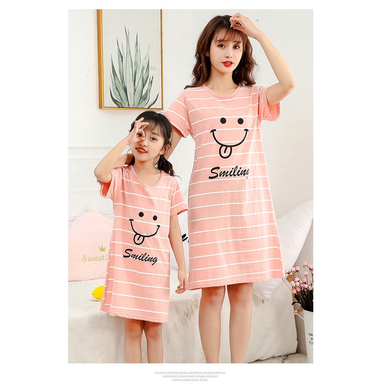 Đầm ngủ YAOEENH mặc ở nhà dáng mỏng size vừa thời trang mùa hè dành cho mẹ/ bé