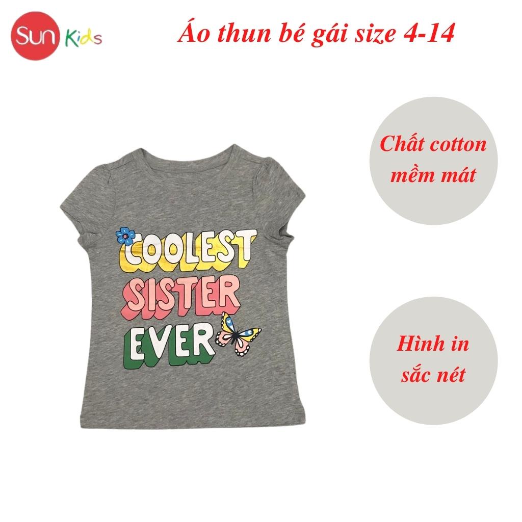 Áo thun cho bé gái, áo phông bé gái chất cotton mềm mát, size 4 - 14 tuổi - SUNKIDS