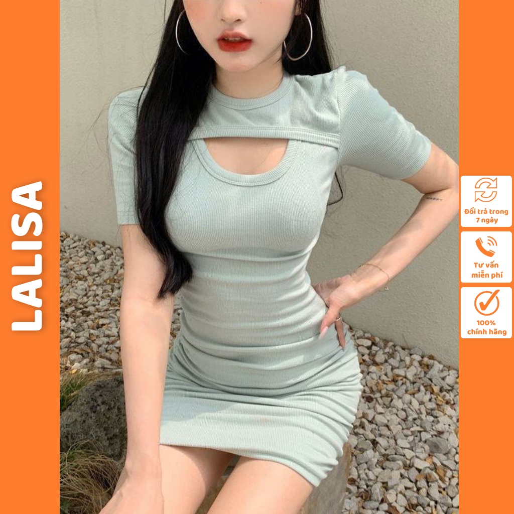 Đầm Body Sexy LALISA Dự Tiệc Sang Trọng Đẹp Thiết Kế Hàn Quốc Dáng Ôm Khoét Ngực Đi Chơi, Đi Dạo Phố VDE012