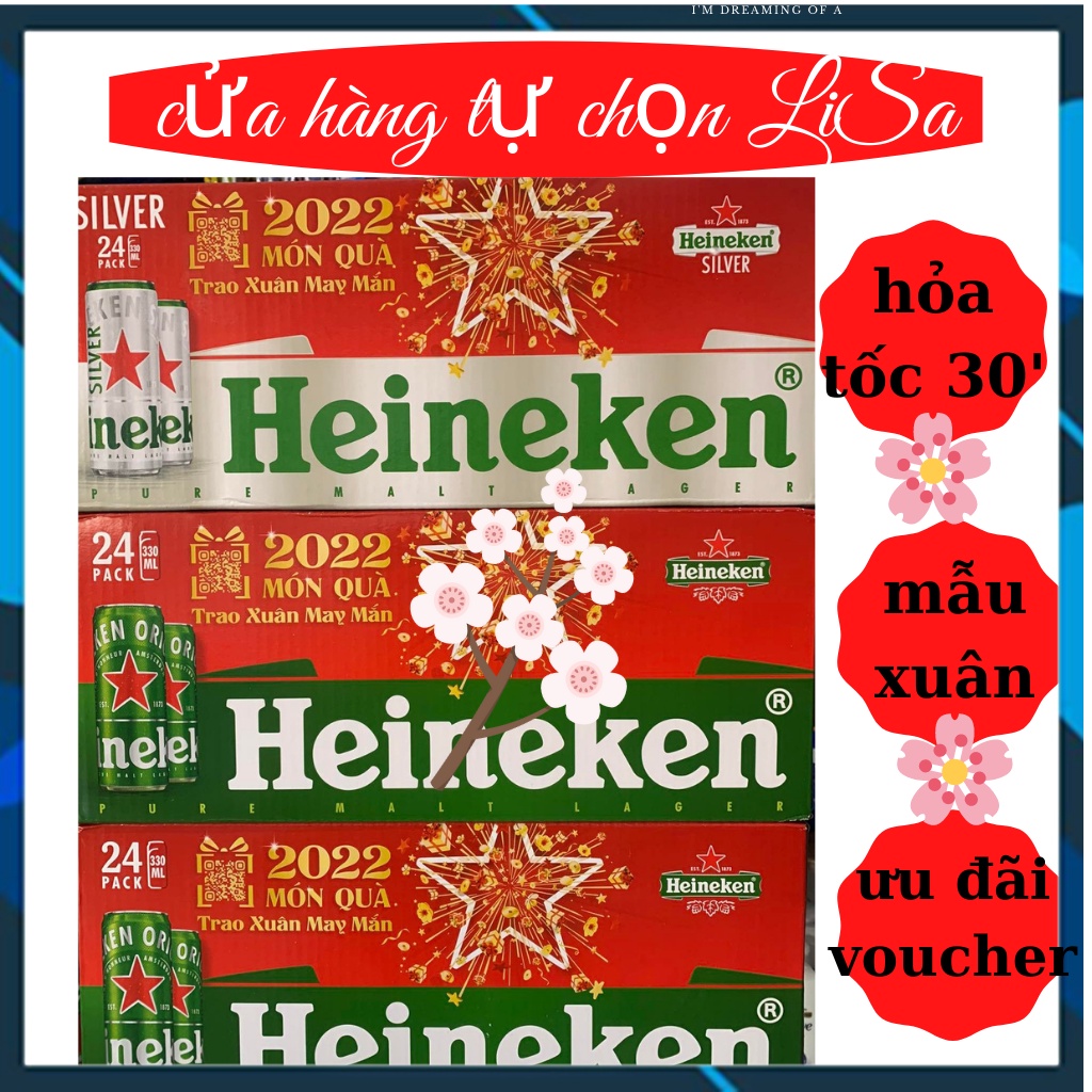 [HỎA TỐC] Thùng 24 lon bia Heineken xanh cao / Heineken Sliver cao