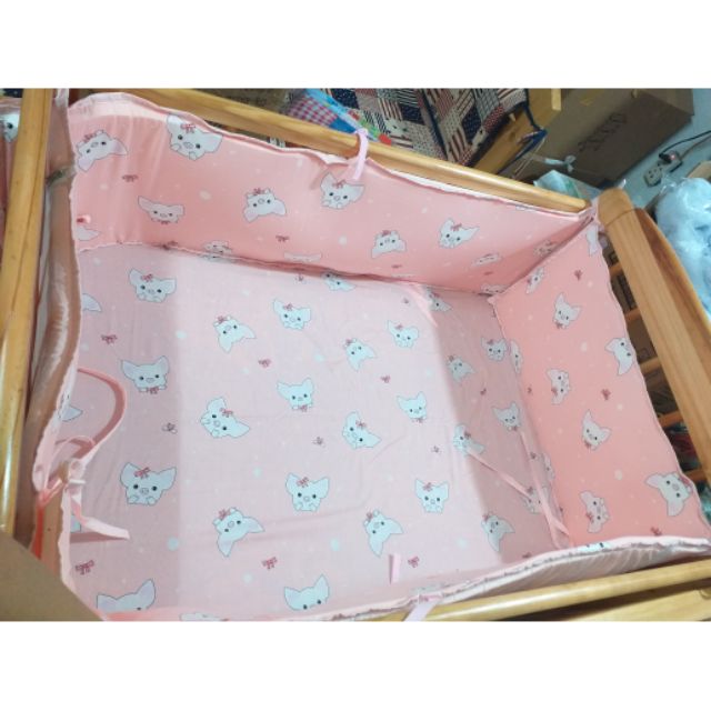 Quây cũi vải lanh tôn cho bé kt 100*60